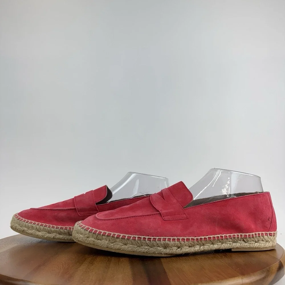 Womens Bougeotti Hot Pink Suede Casual Espadrille Penny Loafers Shoes Size EU 42